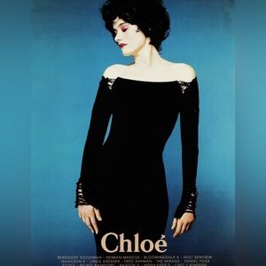 Chloe SS 1997 black off-the-shoulder evening gown